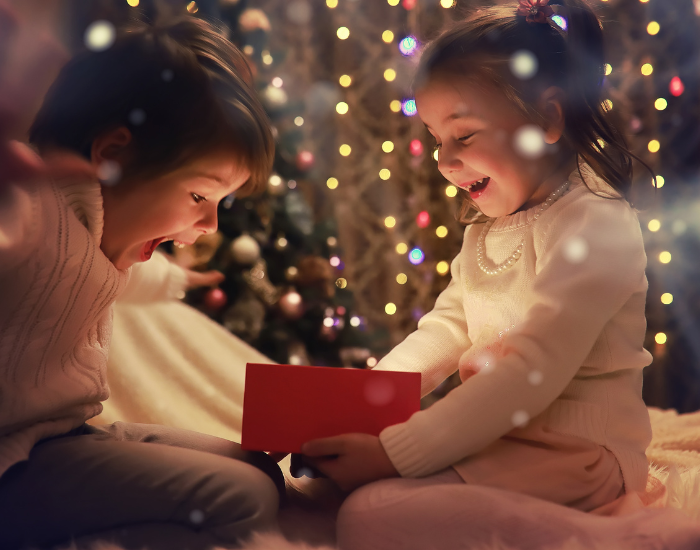 Kids Opening Present